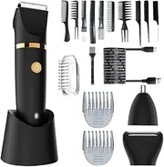 3 in 1 Electric Body Hair Trimmer for Men, Cordless Groin Hair Clippers for Men, Waterproof Electric Shaver, Nose Hair-Trimmers, Multi Groomer Kit for Beard, Head, Body, Groin, Nose and Face