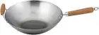 14-inch Carbon Steel Wok Stir Fry Pan with Bamboo Handles