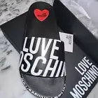 Love Moschino Black & White Slides/Shoes/Flip Flops Brand New in Box Size 39