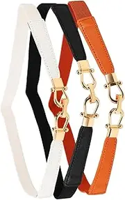 [Beavorty] 3pcs Women Stretchy Waist Belt with Golden Buckle Elegant Accessory for Dresses Jeans and Skirts Versatile Fashion Belt and Colors