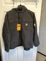 Mens Carhartt Relaxed Fit Sherpa Lined Duck Jacket With Hood and Beanie Sz XL