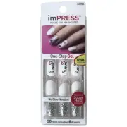 Kiss Impress Press On Nails Gel Manicure Short Oval 62306 Flash Mob Love White