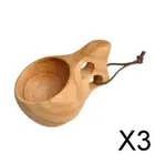 3X Wooden Cup Handmade Coffee Tea Beer Juice Milk Mug Drink 13*8*5.5cm