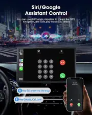 Wireless Car Stereo with Carplay, Backup Camera, GPS Navigation, Android I 9"
