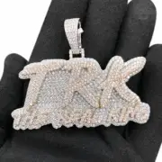 Real 925 Silver CZ Two Tone TRK THE REAL KING Charm Iced Out Pendant