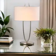 Madelyn Classic Table Lamp - Gold or Satin Chrome, Fabric Shade, 570mm High, PL0106