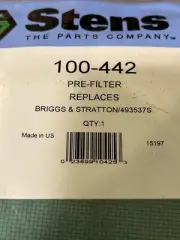 3 Stens Pre-Filters 100-442 Replaces Briggs 493537, 493537S 4147 MADE IN USA