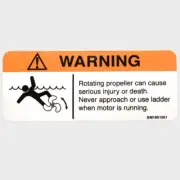 Boat Propeller Warning Decal | 4 1/2 x 1 3/4 Inch Orange White Black
