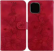 Compatible with Nothing Phone (1) 5G Flip Kickstand Cover,Compatible with Nothing Phone (1) 5G Card Slot Wallet Case Red