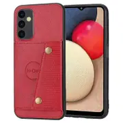 For Samsung Galaxy A35 5G Cell Phone Case PU Leather Coated TPU Cover with Card Slots - Red