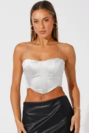 Metallic Corset Crop Top Straps - Size M, Women's Singlet
