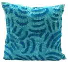Decorative Cushion Case Blue 16"x16", Home Decor Silk Abstract - Aqua Ripples