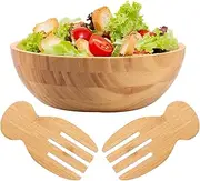 RdjEokf Wooden Salad Bowl Set, Salad Bowl & Servers Wood Fruit Bowl, Easy to Clean Wood Serving Container, Wood Bowls for Food, Great for Stirring Salads and Holding More Food