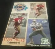 1993 Fleer Football Card Un-Cut Sheet. 3 Cards 2 Steve Young & 1 Michael Irvin