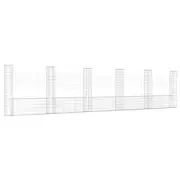 U-shape Gabion Basket 6 Posts Iron 620x20x150cm Wire Fence Wall Cage Fencing