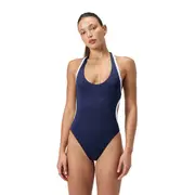 Womens Solid Bound Cut Out One Piece Navy