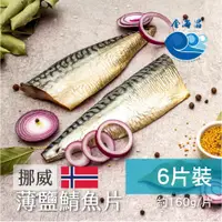 在飛比找PChome商店街優惠-【金海昌水產】挪威薄鹽鯖魚片160公克/片 (6入組)