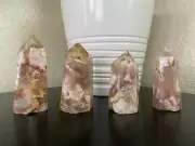 100% Natural Flower Agate Tower