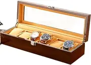 [CFZSALK] Watch Box Watch Holder Watch Box Wooden With Removal Storage Pillows Box For Men Women Watch Case (Color : Onecolor, Size : 6 Slots) KeYJ