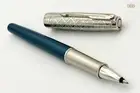PARKER SONNET PREMIUM METAL AND BLUE LACQUER WITH SILVER TRIM ROLLER BALL PEN !!