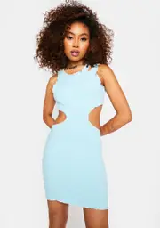 [Bailey Rose] Baby Blue Cutout Mini Dress