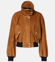 [Nour Hammour] Nour Hammour Briar suede bomber jacket AU 16 brown