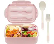 Bento Boxes for Adults - 1100 ML Bento Lunch Box For Kids Childrens With Spoon & Fork (pink)