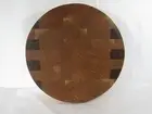Handmade round hardwood cherry & walnut cutting board w/handles