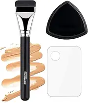 Flat Foundation Brush Rubycell Sponge & Mixing Palette Makeup Tool Couple Set- Ideal for Liquid Foundation,Ultra-Soft Seamless Blender for Flawless Natural Makeup,Minimized Absorb,Long-Lasting