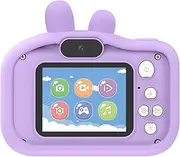 H9S Camera HD Cartoon Camera Silicone Case Digital Camera Toys P & Video with 32G ry Card + Card Reader Purple