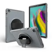 For Galaxy Tab A 10.1 ??2019?? T510/T515 360 Degree Rotation PC + Silicone Protective Case with Holder & Hand-strap(Gray)