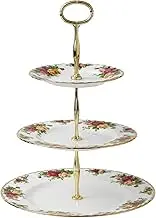 Royal Albert 27400132 Old Country Roses 3-Tier Cake Stand 15 in*11 in*11 Mostly White with Multicolored Floral Print