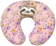 Jeiento Flower Sloth Nursing Pillow Cover Stretchy Removable Case for Breastfeeding Pillows Soft U-Shaped Pillows Decoration Covers