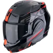 EXO-Tech Evo Traveller Black Red Flip Back Helmet