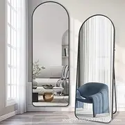 ​​160x40cm Full-Length Arched Mirror with Shatterproof HD Glass & PS Frame - Rounded Corners for Space-Saving Wall/Floor Mount in Bedroom, Gym, Living Room​​ (Arch-160 * 40)