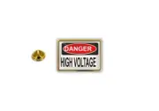 pins pin's badge metal lapel hat button danger high voltage