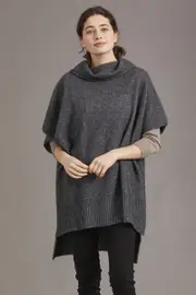 McDonald Possum Merino Step Hem Poncho-Pewter
