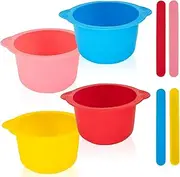 4 Pcs Silicone Wax Warmer Liner, Silicone Replacement Bowl,Non-Stick Wax Melt Liner, Easy to Clean Wax Warmer for Hair Removal, Wax Pot for Hair Removal with 4 Pcs Silicone Stirring bar (4 Colors)