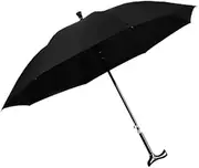 [XQYRZN] Walking Sticks Umbrella - Windbreak Ribs Walking Cane Umbrella Lightweight, Heavy-Duty Frame- Ideal for Climbing, Hiking, Hanging Out on Raining (Black)