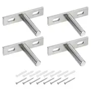 4Pcs 2 Inch Wall Mounting Floating Shelf Bracket Blind Shelf Support Silver