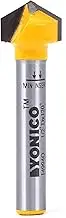 Yonico Router Bits V Groove 120 Degree X 1/2-Inch Diameter 1/4-Inch Shank 14994q