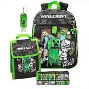 Minecraft Childrens/Kids Time To Mine Backpack Set Black/Green One Size