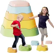 Balance Stones | Balancing Step Stones for Kids - 5X Educational Toys Toddler Games, Interactive Playset Indoor Outdoor Toys for Aged Over 3