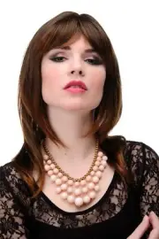Ladies' Wig Chestnut Braun Mix Smooth Shoulder Length Fringe 50cm 3003-2T30