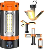 Portable Camping Light with Stand – 10000mAh Rechargeable Camping Light Telescopic LED Lantern, Magnetic & Collapsible Camping Lantern, Waterproof 5 Lighting Modes (Orange (Only Light))