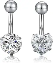 [JSDDE] Stainless Steel Belly Bar Belly Button Bars 14G Navel Belly Bars Set Belly Piercing Body Jewellery