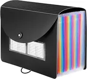 WAZIJ 24 Pockets Expanding File Folder Accordion Folders Letter A4 Paper Document with Blank Labels Desktop Storage Organizer