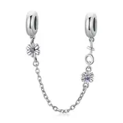 925 Sterling Silver Flower Safety Chain For Diy Bracelets & Necklaces