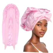 Long Satin Bonnet for Women Sleeping, Silk Bonnet Large Hair Cap Silk Hair