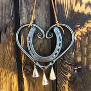 Wind Chimes Lucky Love Horseshoe , 3D Retro Double Sided Copper Wind Chimes, Love Wind Chimes Garden Window Decorations, Suitable for Valentine's Day Gifts, Br
